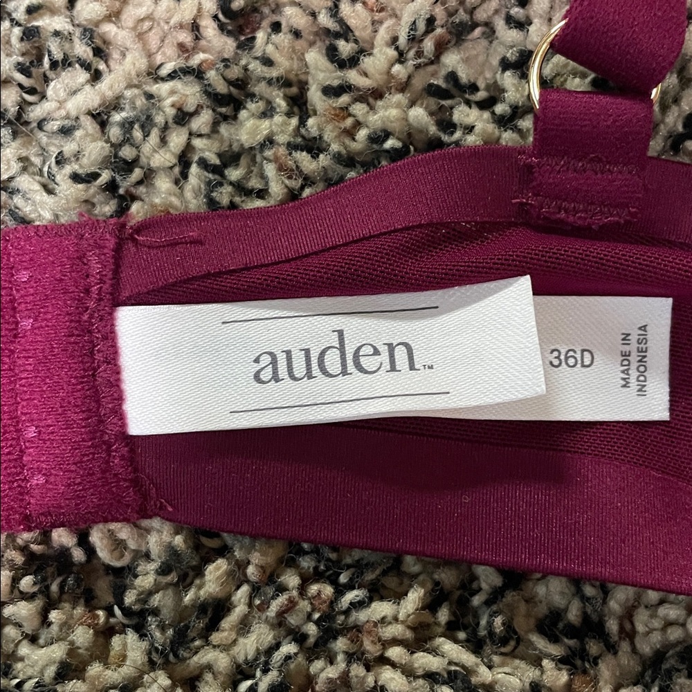 Auden Unlined Demi Coverage Underwire Sheer Bralette in Wine | NWT - Picture 3 of 9